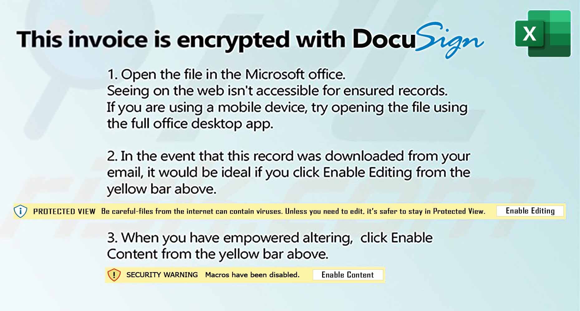 docusign excel lure