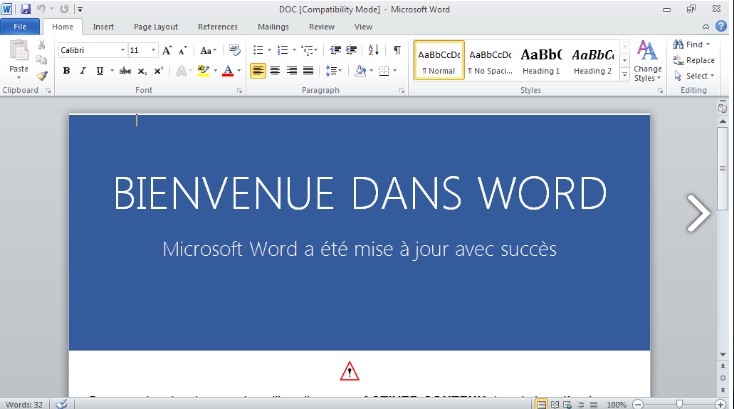 French welcome to word message