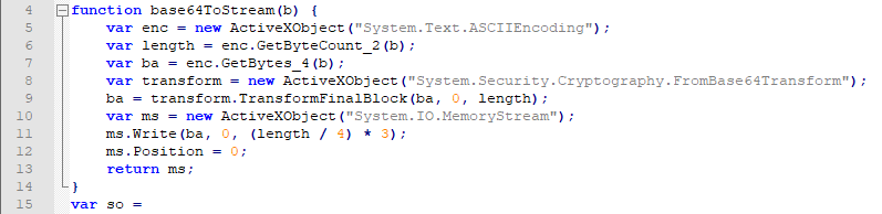 base64ToStream function decodes base-64 encoded strings by utilizing .NET classes