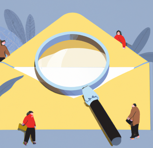 Graphic of a giant envelope with a magnifying glass