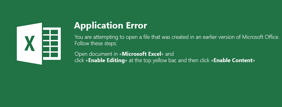 Excel application error